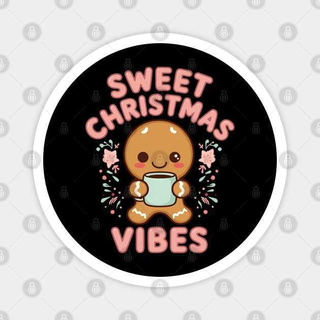 Kawaii Gingerbread Girl Sweet Christmas Vibes Magnet by Ink Lines
